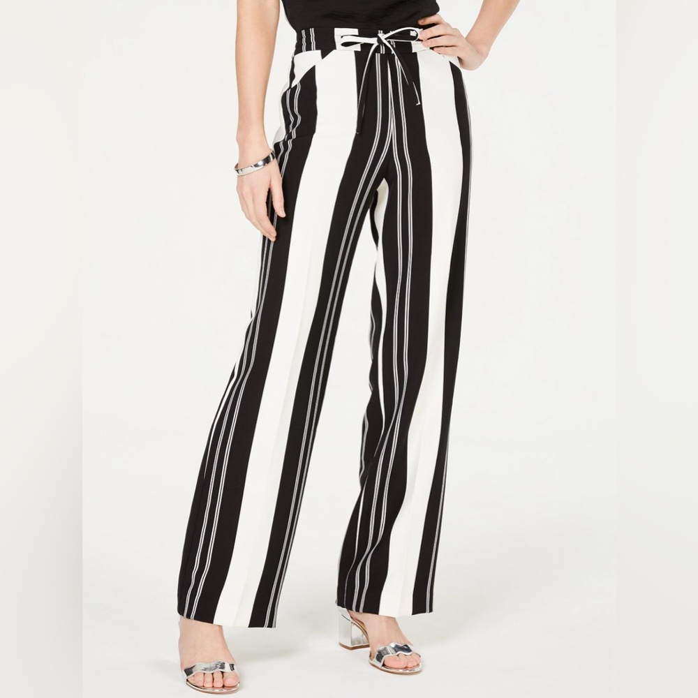 INC International Concepts Black and White Striped Wide Leg Pants XL.